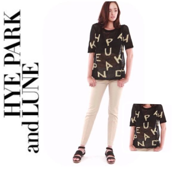 New Hye Park & Lune Designer Academia Bianca Sweater Black Gold Medium - Picture 1 of 8